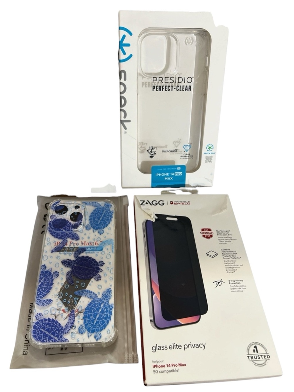 iPhone 14 Pro Max Bundle of 2 Phone Cases &
1 Screen Protector. New, Never Used!